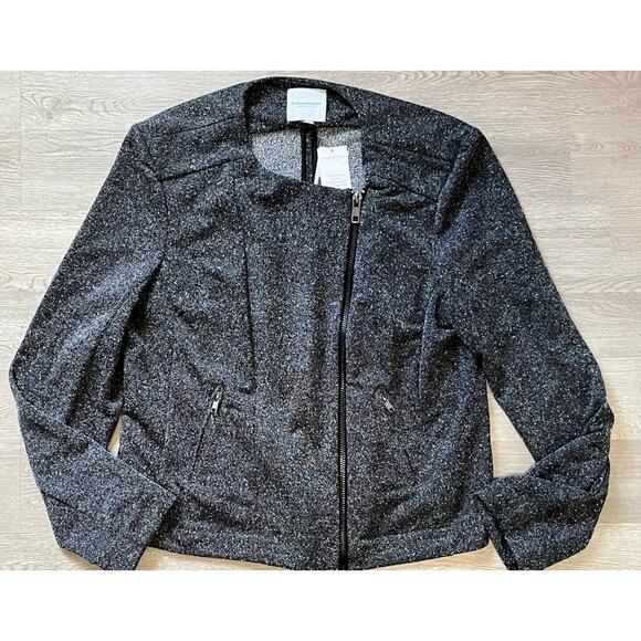 Catherine Malandrino Runway Style Moto Jacket Blazer Size XL Grey ZIp - Picture 1 of 12